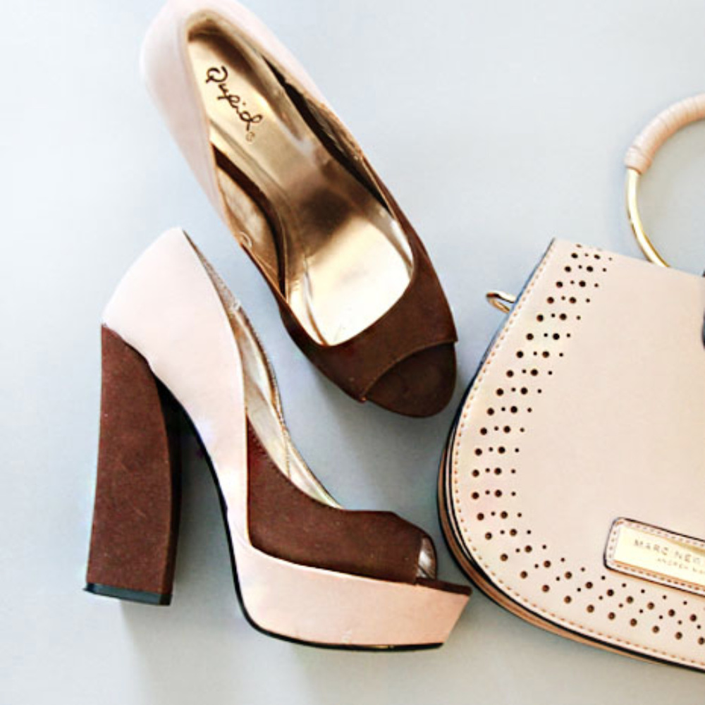 Qupid Pink and Chocolate Heels